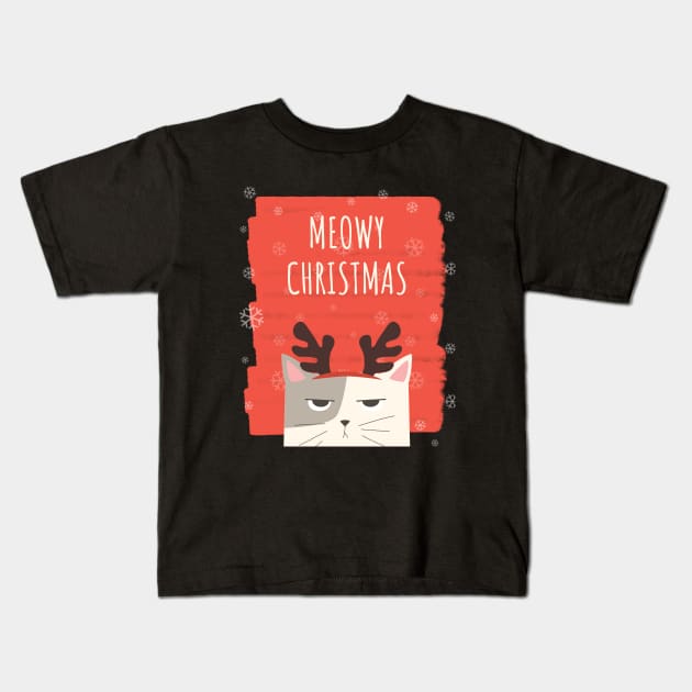 meowy christmas Kids T-Shirt by natashawilona